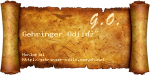 Gehringer Odiló névjegykártya
